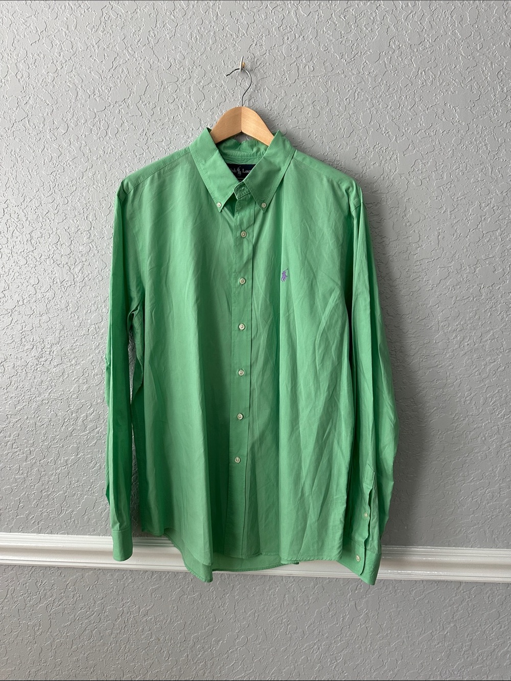Ralph Lauren Long-Sleeve Button-Down Shirt in Bright Green
